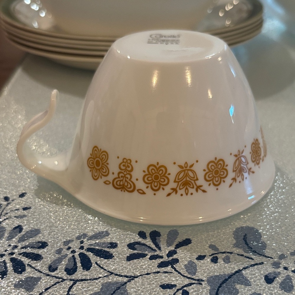 Corelle White Mug with Gold Floral Pattern
